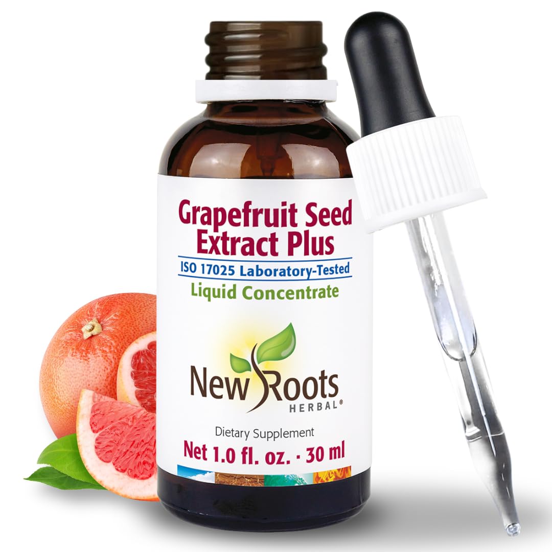 NEW ROOTS HERBAL Grapefruit Seed Extract Tincture (30 ml) + Vitamin C | Immune & Digestive Support | Highly Concentrated Liquid Drops | Gluten Free, Non-GMO | GMP Certified