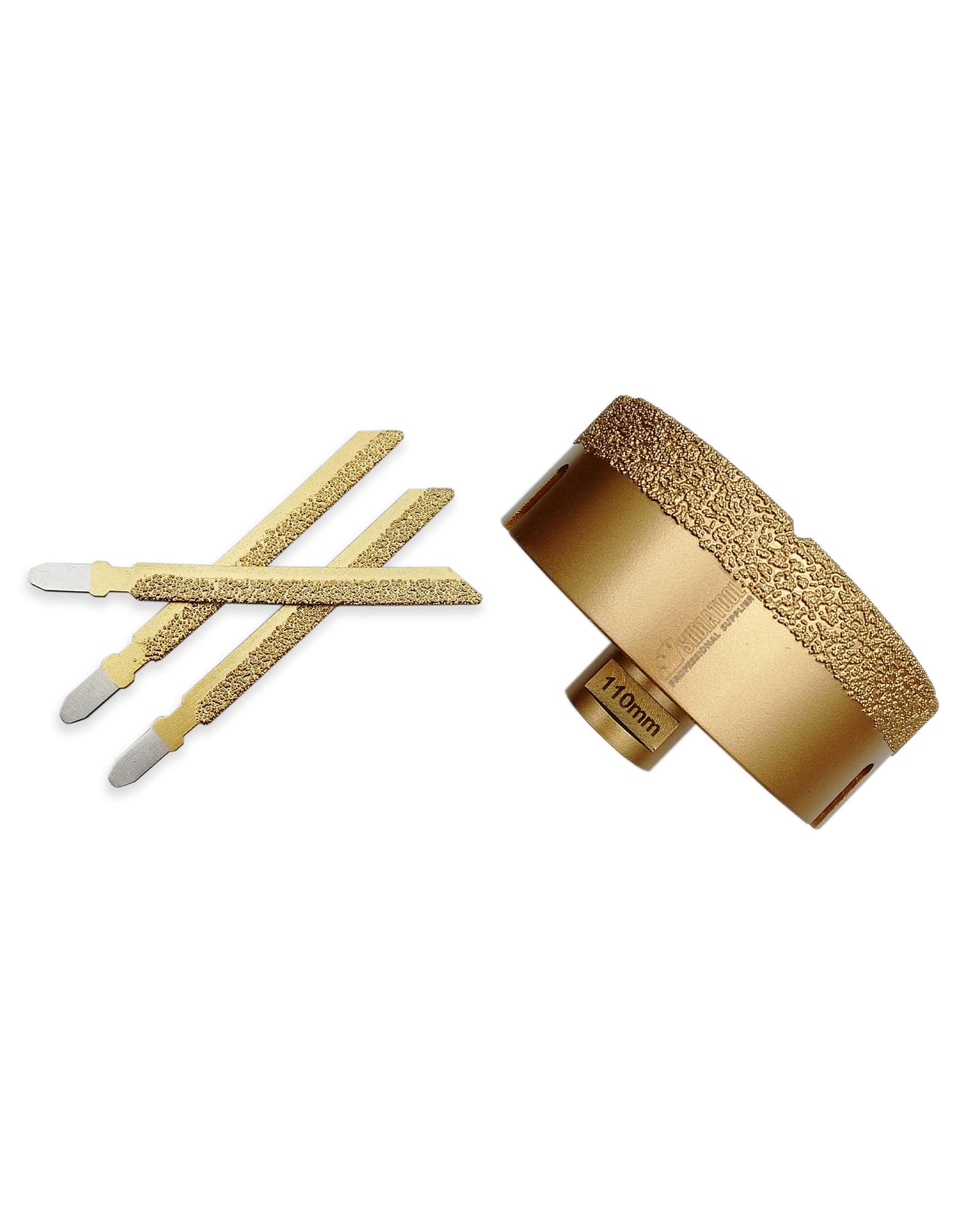 SHDIATOOOL Lames de scie sauteuse diamantée et SHDIATOOL Forets Diamant 110mm Brasé Sous Vide