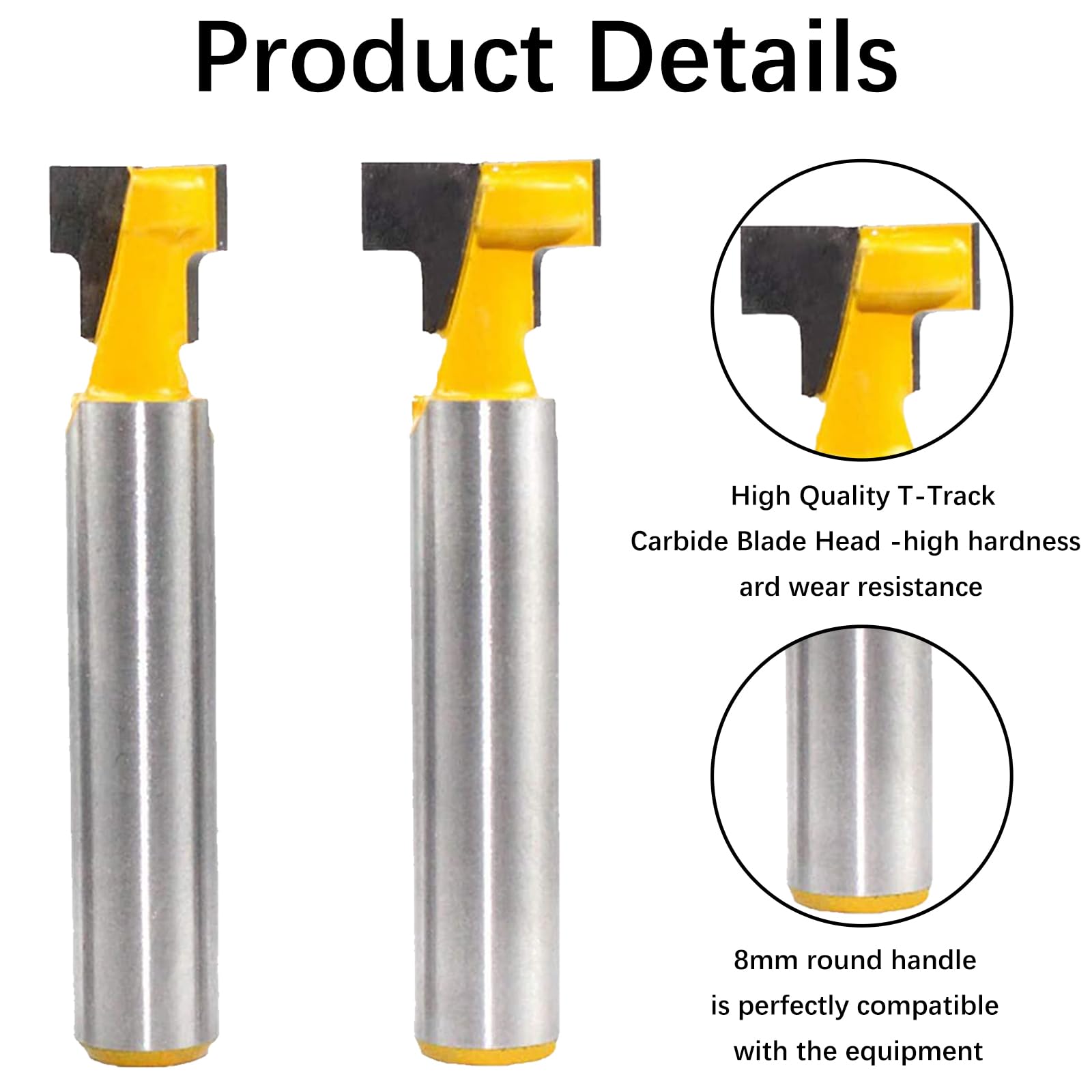 2 Pezzi T-Slot Track Fresa,Fresa a T con Gambo,T-scanalatura Dello Stinco Legno Cutter Router Bit,per utensile Per la Lavorazione del Legno