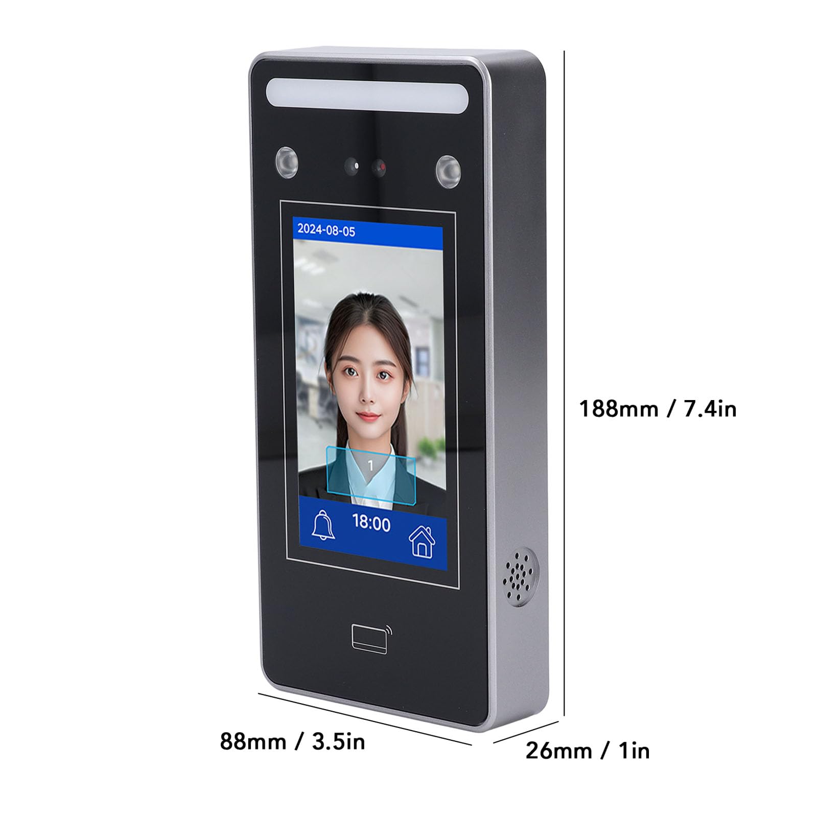AI Macchina di Frequenza del Riconoscimento Facciale | 0,2S Verifica Rapida e a Doppia Fotocamera | 500 Capacità della Carta Facciale/500 | 4.3 touchscreen | per il Controllo