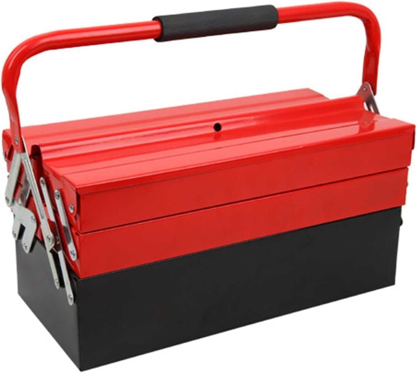Large Metal Tool Box Heavy Duty Cantilever 3 Tier Portable Traditional Style Tool Case