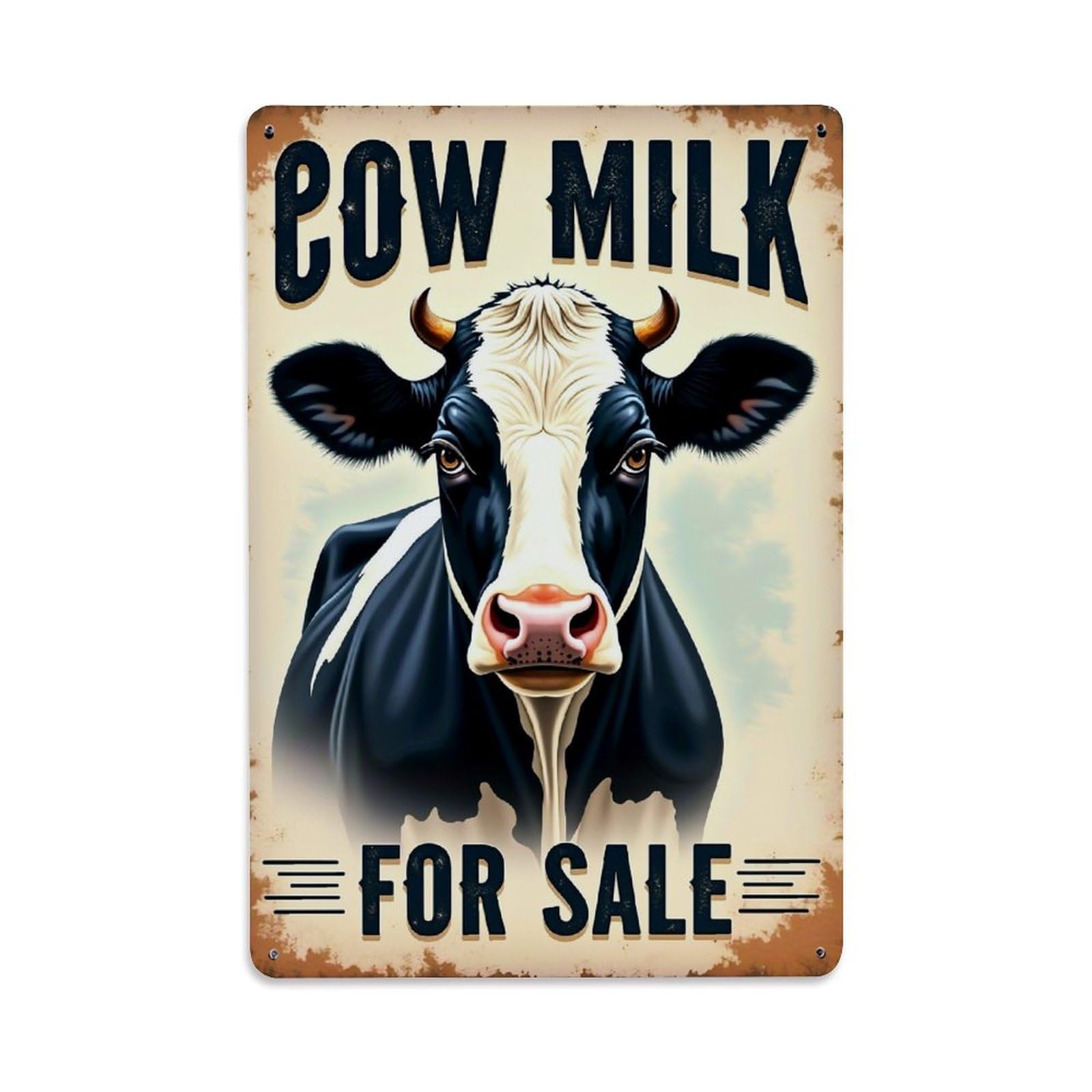 Jdfenggu Vintage Cow Milk For Sale Sign Retro Metal Tin Sign, Decor Art Poster For Bar, Home, Man Cave, Kitchen, Laundry Room Gift 8X12inch