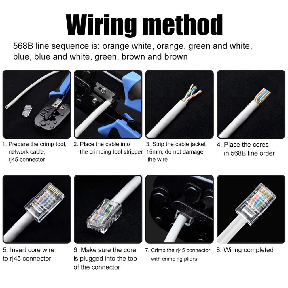 Mayline - Pinza crimpatrice RJ45/RJ12/RJ11, tester per cavi Ethernet Cat5 Cat6, tagliacavi per riparazione cavi, taglierina crimpatrice 6P 8P, kit di crimpatura di rete (blu)