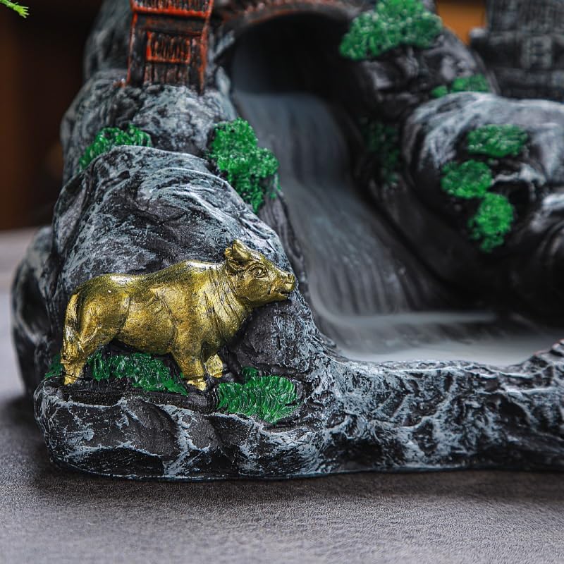 Incense Burner Backflow Incense Burner Creative Handicraft Ornaments Resin Backflow Incense Burner Mountain Stream Incense Burner Incense Stick Holder