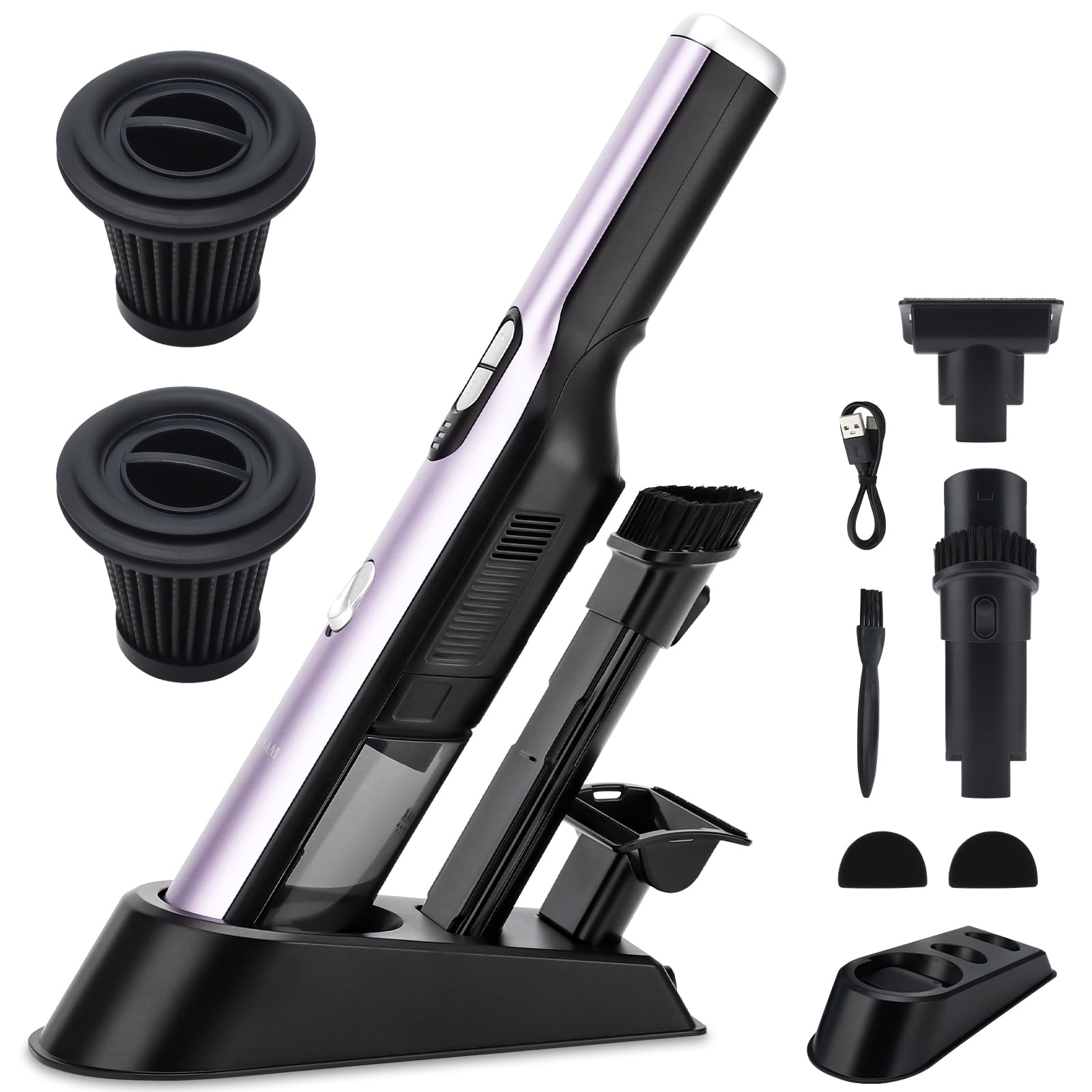 Handheld Vacuum Cordless, Car Vacuum Cleaner 18KPa High-Power Suction, Portable Hand Vac with Washable HEPA, LED Light,Storage Dock, Dust Buster for