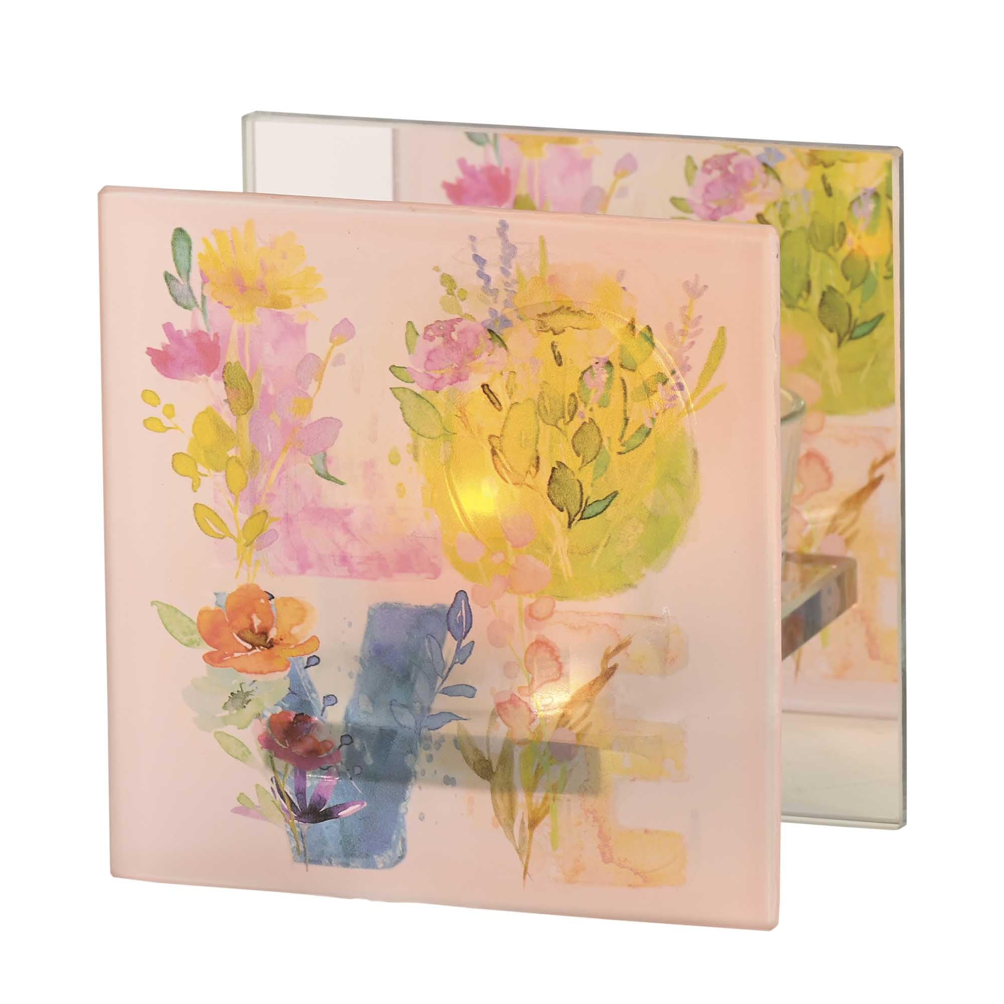Bougeoir avec bougie LED en verre cristal Elanze Designs Love 10cm