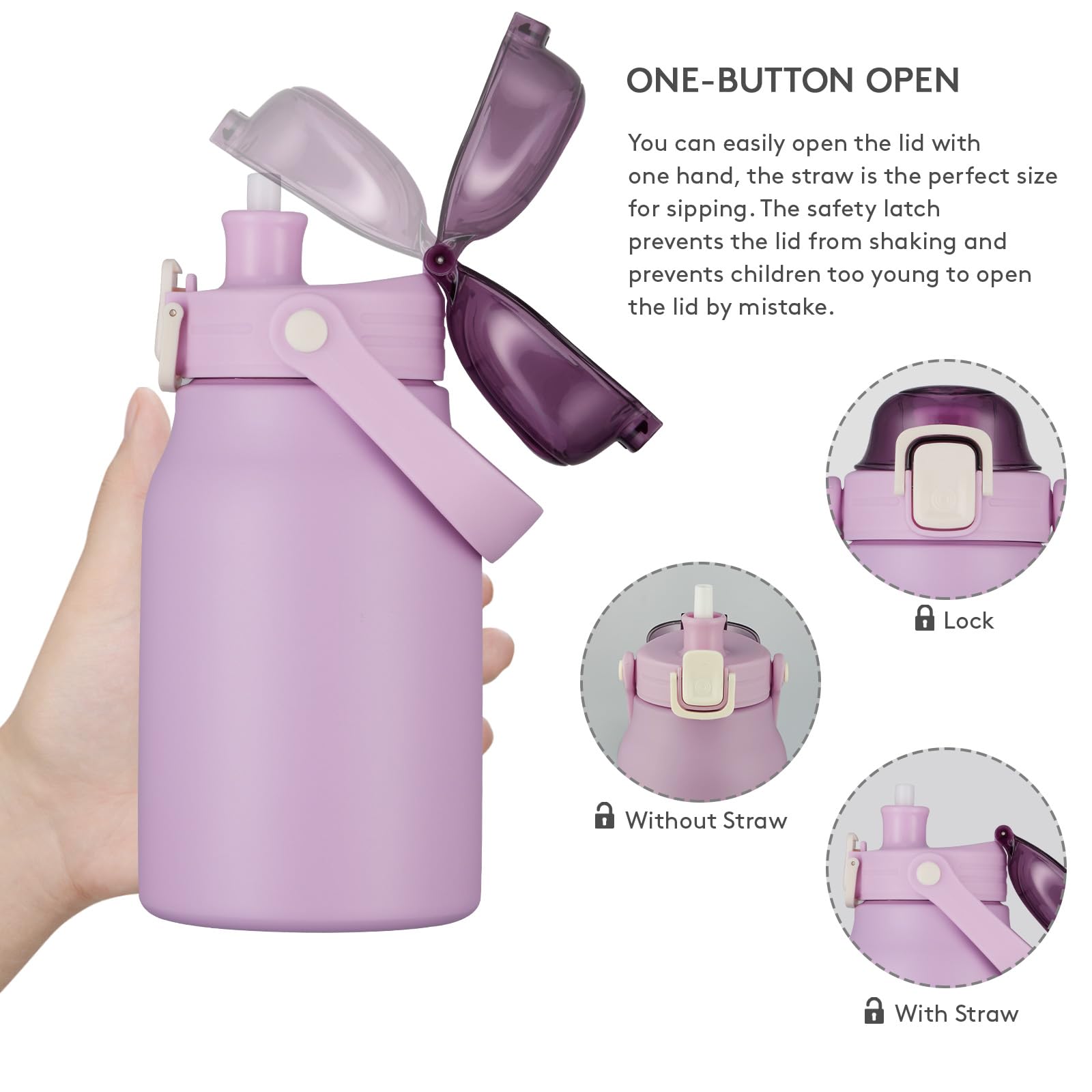 Autsel Borraccia Termica 1 litro Bottiglia Termica Senza Perdite Borraccia Palestra Sportiva in acciaio inox, rimanere fredde 24h o calde 12h, Senza BPA, per Sport, Yoga, Ciclismo