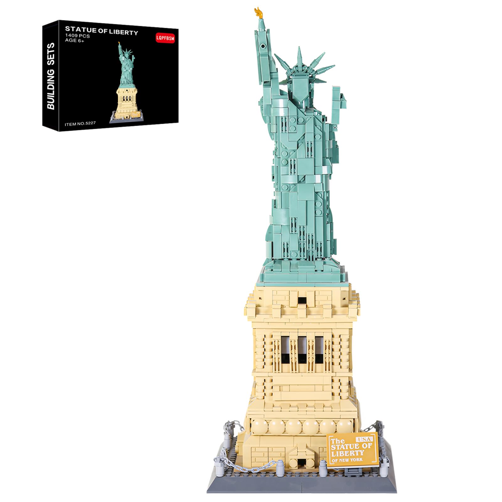 LQPFBSM Statue of Liberty Building Blocks Sets Collectible New York City Architecture Souvenir Model World Famous Landmark Building Kits Toys Gift for