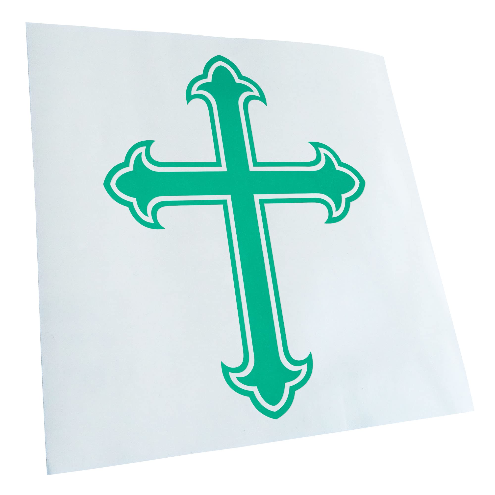Kiwistar - Car Sticker - Turquoise - 40 x 31 cm Lily Cross - Knight's Cross - Old Cross - Rear Window Car Sticker Weatherproof for Car Truck Moped Truck - Sticker Exterior Self-Adhesive Tuning
