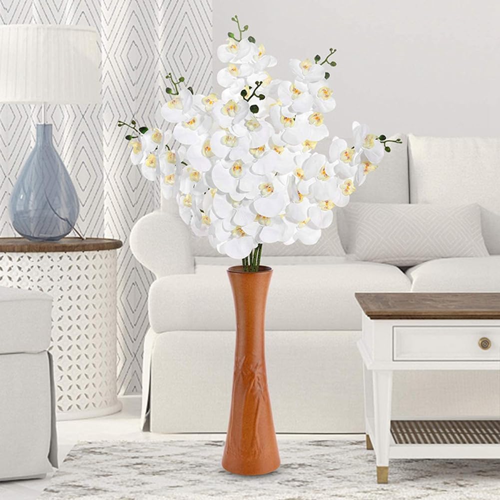 8 Pièces 38 Pouces Artificiel Contact Réel Orchidées Fleurs 9 Têtes Latex Phalaenopsis Tiges pour Bricolage Centres de Table de Mariage, Cuisine
