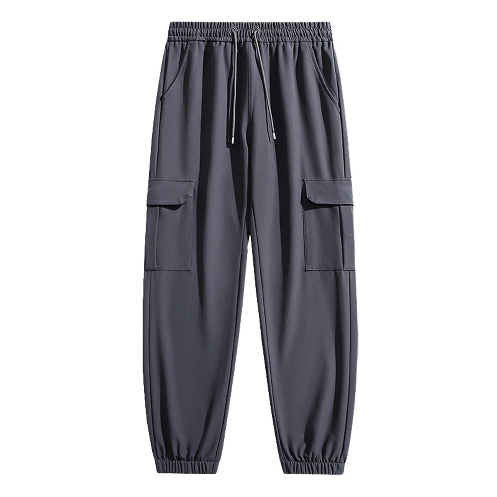 Herren-Jogginghose, Thermo-Fleece gefüttert, mehrere Taschen, elastische Taille, Wanderhose, Softshellhose, warm, schwer, bequem, Sweathose, Kordelzug, elastischer Saum, winddichte Jogginghose