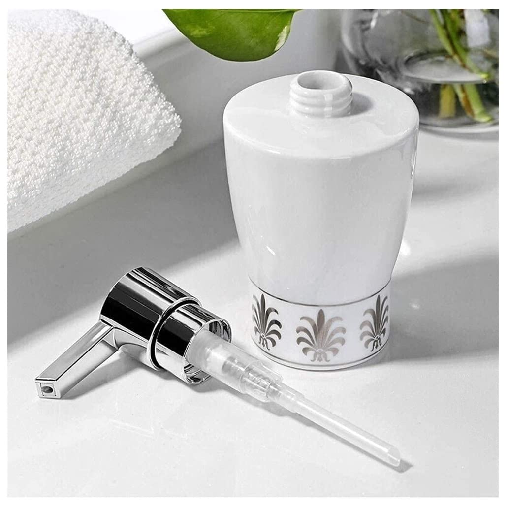 Dispensador de Jabón Líquido Botella De Bomba Loción Cerámica con Relieve Refinado Y Vintage para Baño O Cocina Botellas de Aseo(B)