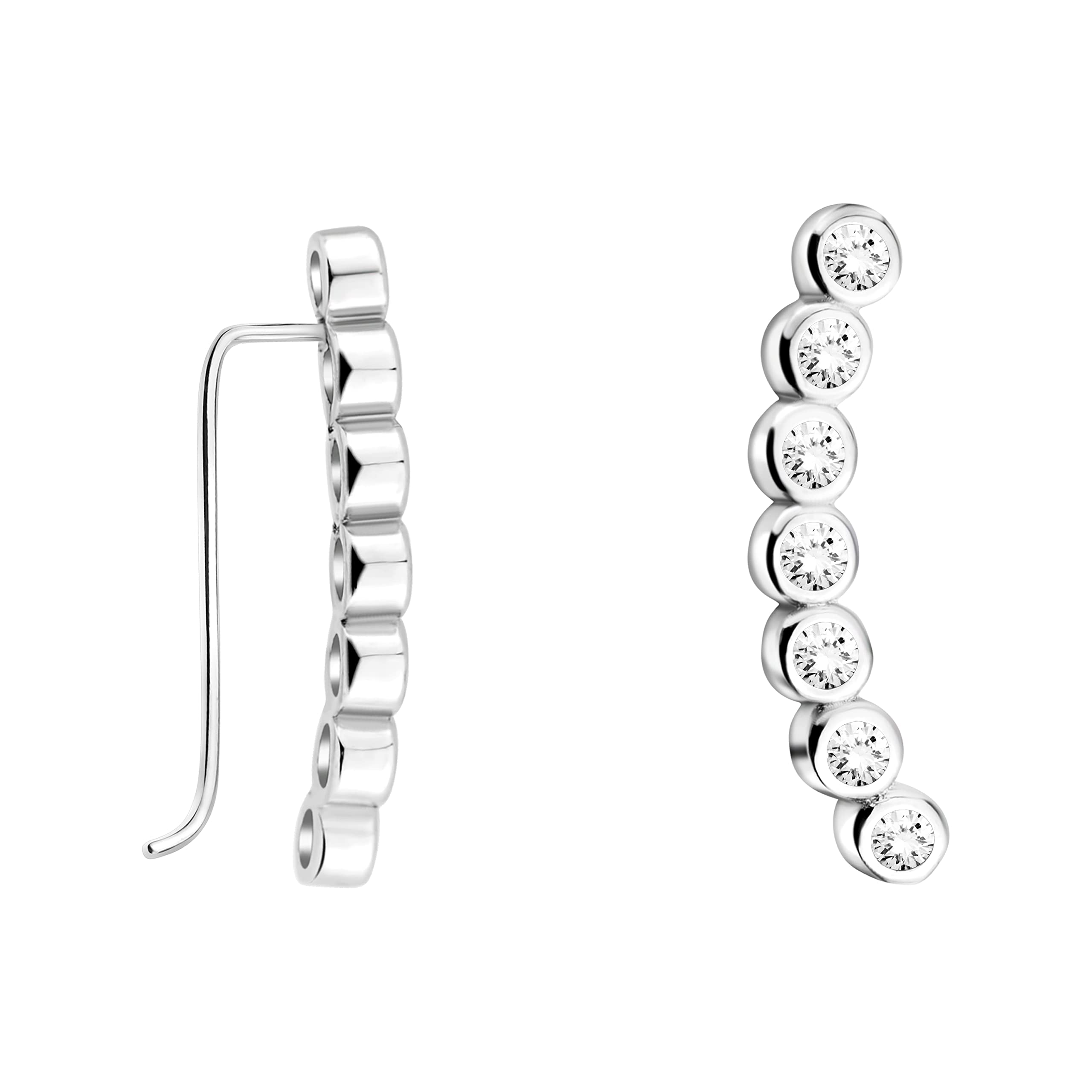 SOFIA MILANI - Orecchini da Donna in Argento 925 - con Pietra Zircone - Orrecchini Scalatore a Cerchio - 20779