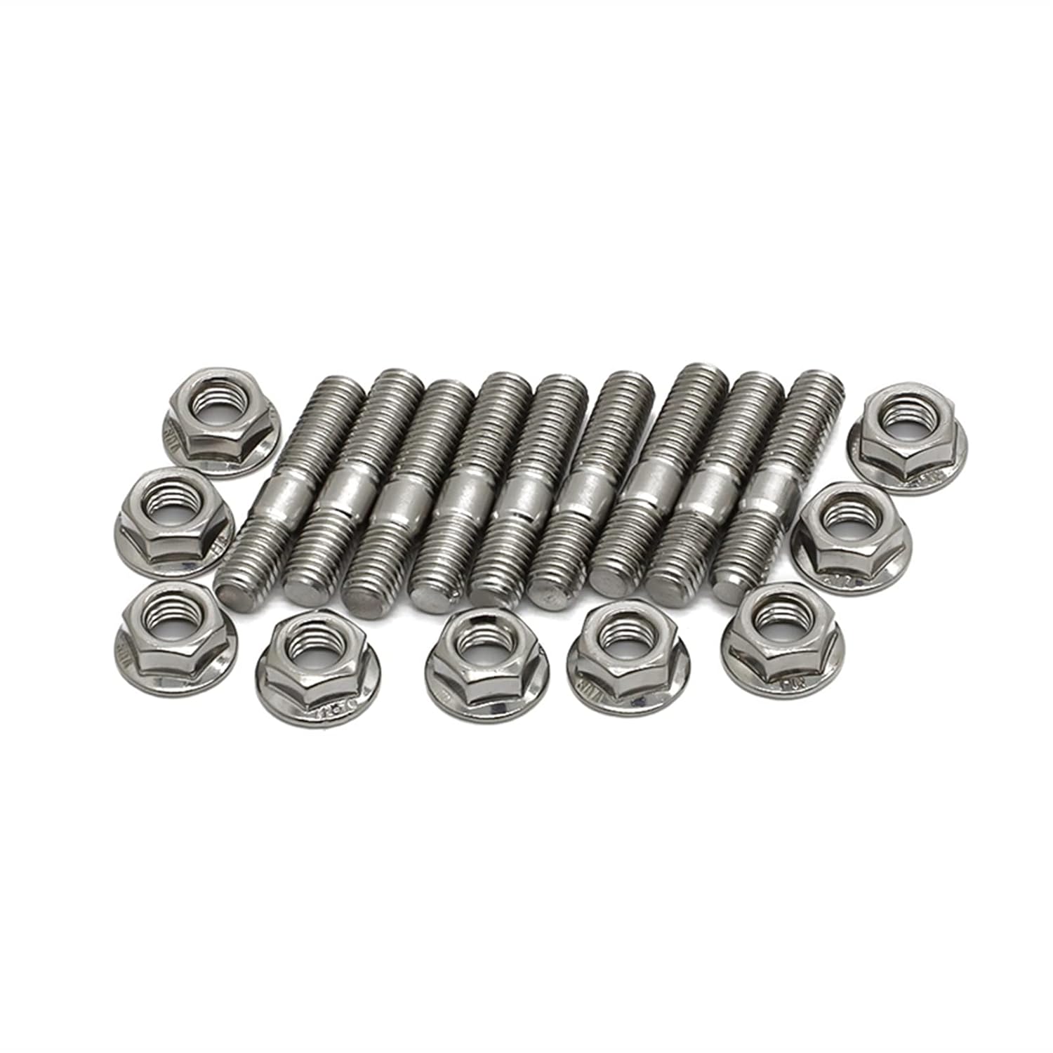 M8*40 Exhaust Manifold Stud Serrated Nuts Bolts Screws for B D Series for Ho.nda Civic Acura Integra V3 Stainless Steel Exhaust Stud(18sets)