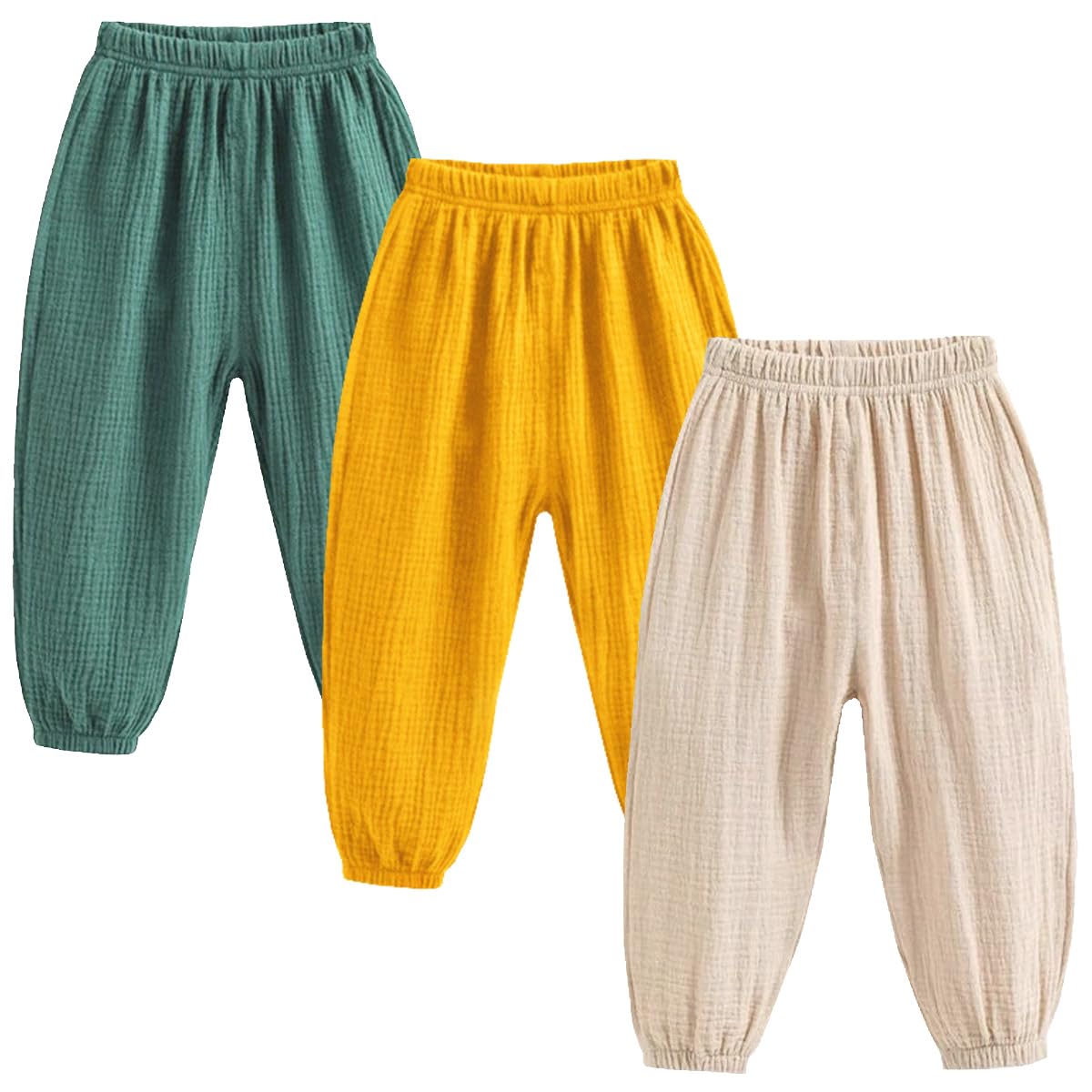3 Pack Bambini Estate Primavera Elastico Basic Harem Pantaloni Toddler Baby Boys Girls Casual Cotone Lino Allentato Pantaloni Lunghi