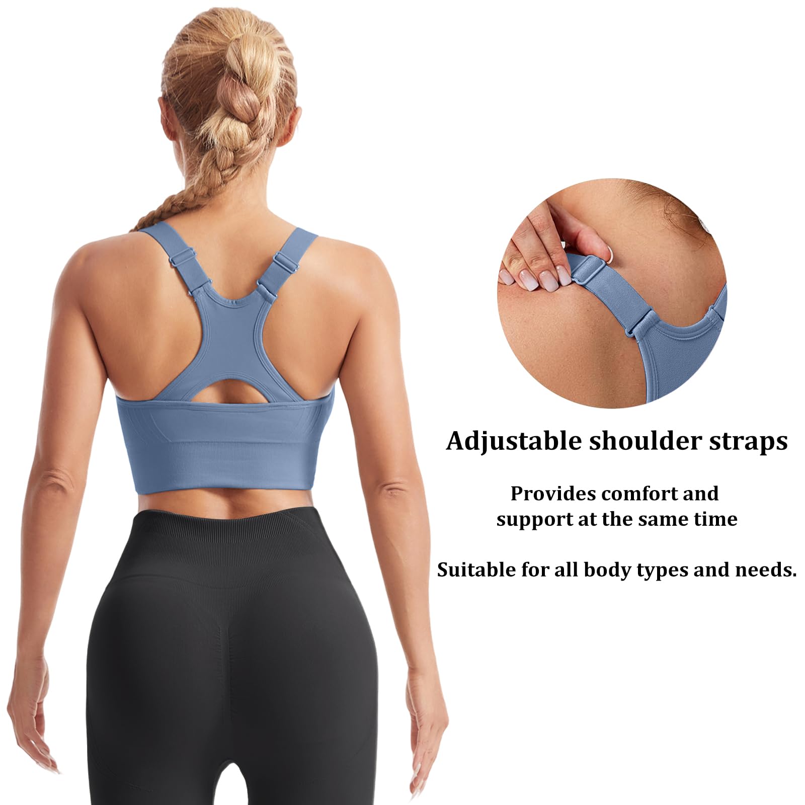 HANERDUN Soutiens-Gorge de Sport Femme Haut de Sport Brassiere Maintien Fort sans Armature Sportswear Vêtements Tenue pour Fitness Running