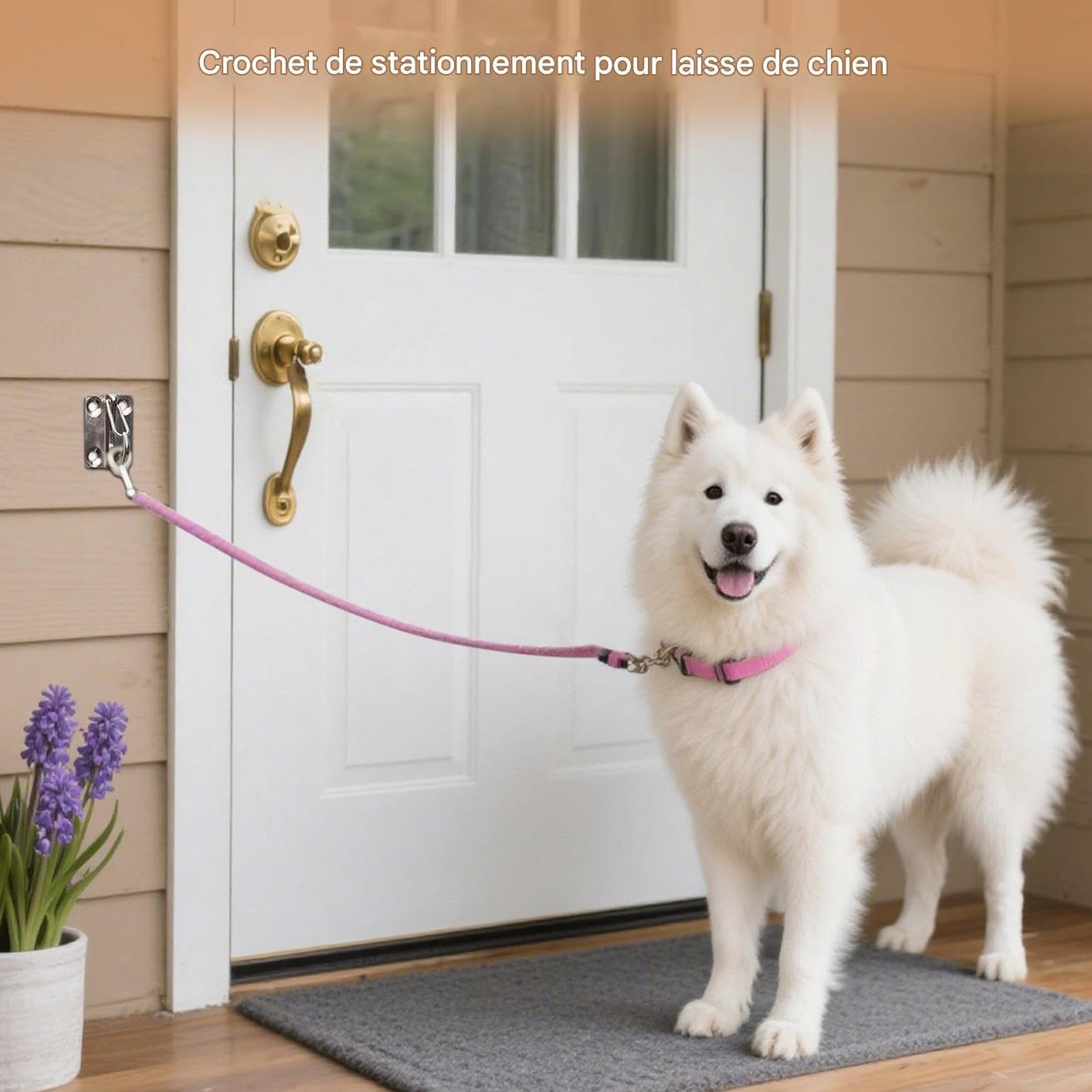 Crochet de Traction pour Chien à Fixer au Mur, Crochet Murale pour Attache Grande Laisse Chien, Accessoires Antirouille pour Animal de Compagnie pour Maison et Garage