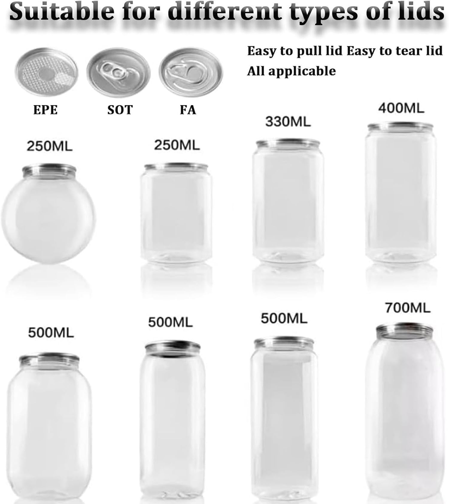 Máquina selladora manual de latas, máquina cerradora de vasos para sellar frascos y botellas PET de 250/330/400/500/700 ml, herramienta de envasado de aleación de aluminio de fácil uso