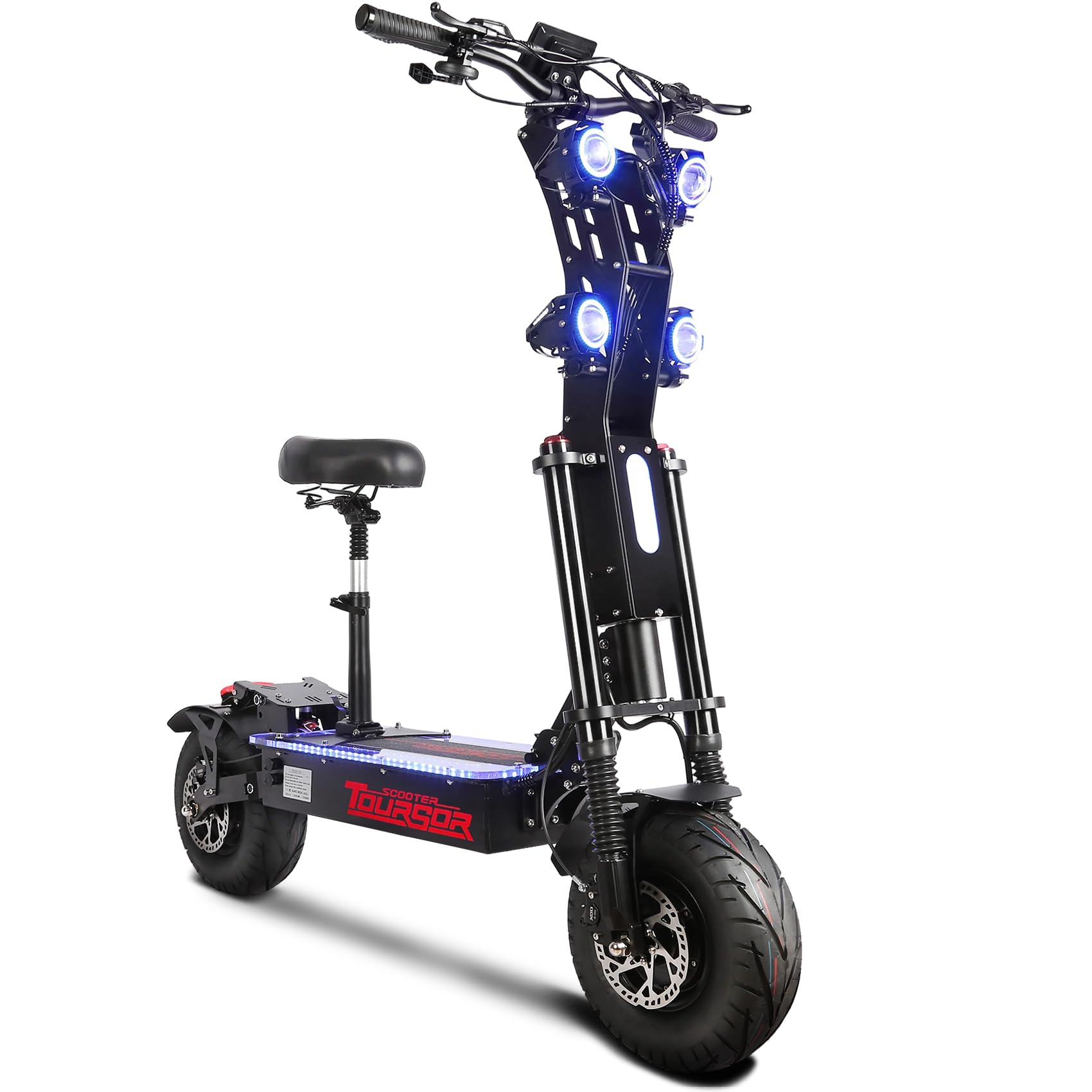 Electric Scooter Adults, Up to 65MPH 75 Miles Range, 8000W Dual Motor 13In All Terrain Fat Tires, Hydraulic Suspension and Oil Brakes, Sports Off Road Adult E-Scooter for Adults