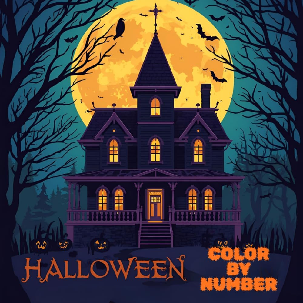 Halloween Color by Number: For Kids 5-10, 40 unique Pictures