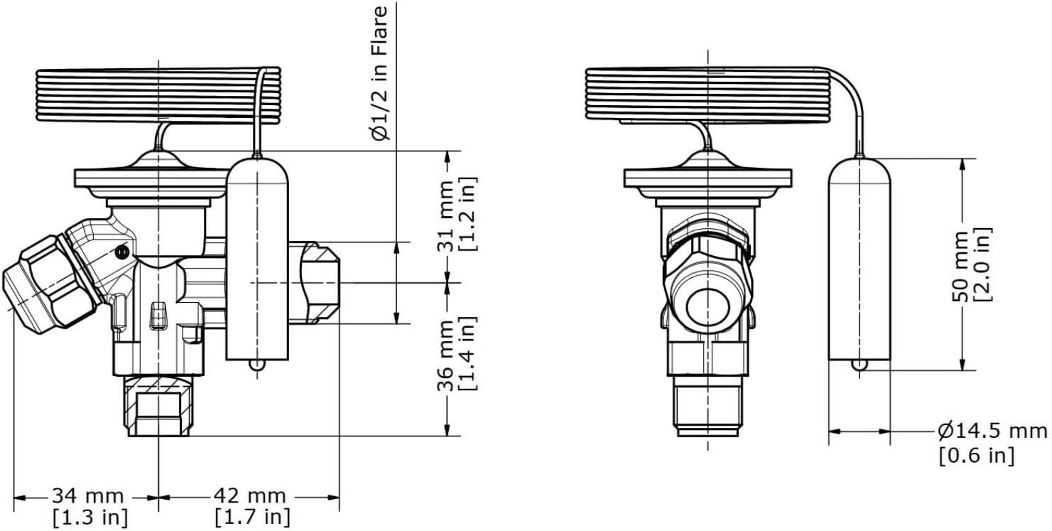 Danfoss TS2 Expansion Valve Dimensional Drawing