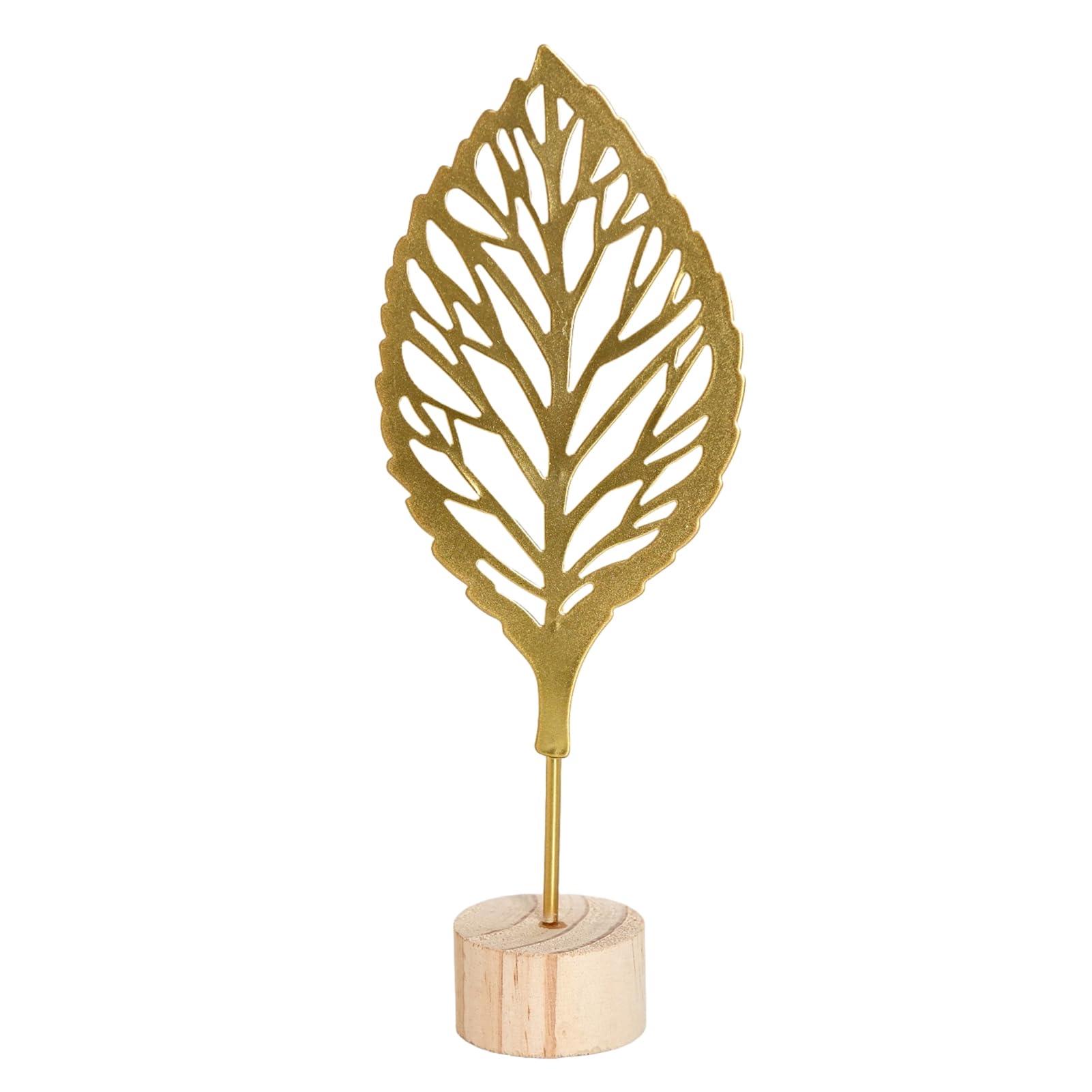 Tuxoiou Ginkgo Leaf Statue, Anti-Rust Iron Art Sculpture, Gold Botanical Metal Ornament for Living Room Wine Cabinet Home Decor Golden A
