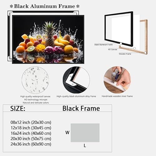 Miniatura 2 de Retro Kitchen room decor Still Life Of Tropical Fruits With Splashing Water aesthetic poster print artwork wall sticker for living rooms bedrooms