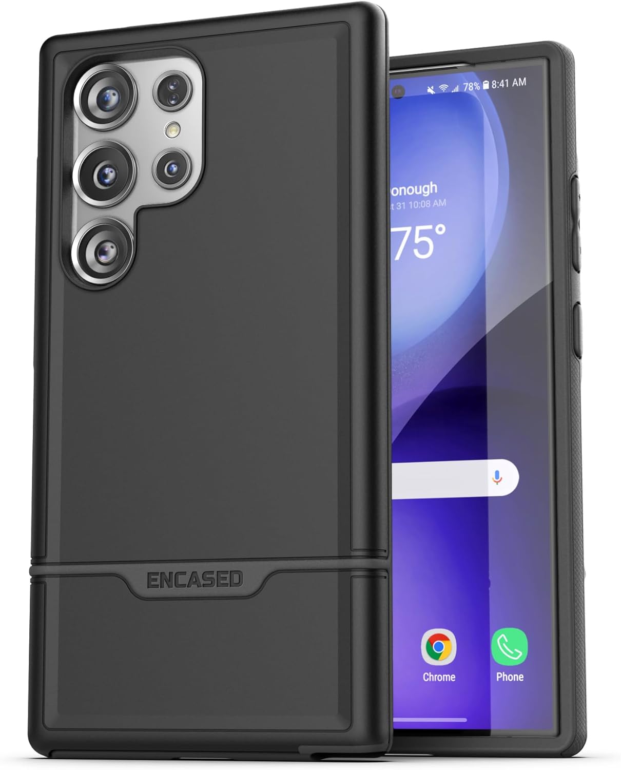 Encased Rebel Designed for Samsung Galaxy S24 Ultra Belt Clip Case (2024) Protective Phone Case with Holster (Black) (S24 Ultra)