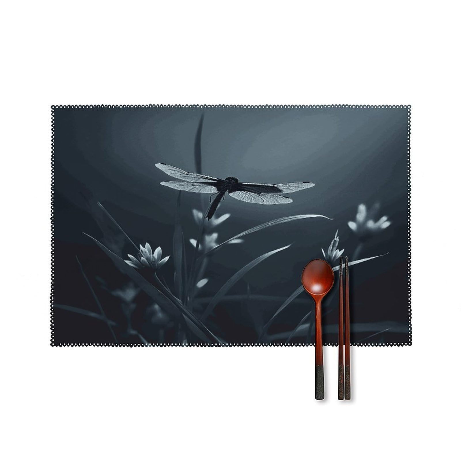 Fodpand Style Dragonfly Silhouette Placemats Set Of 4 Place Mats Table Mats