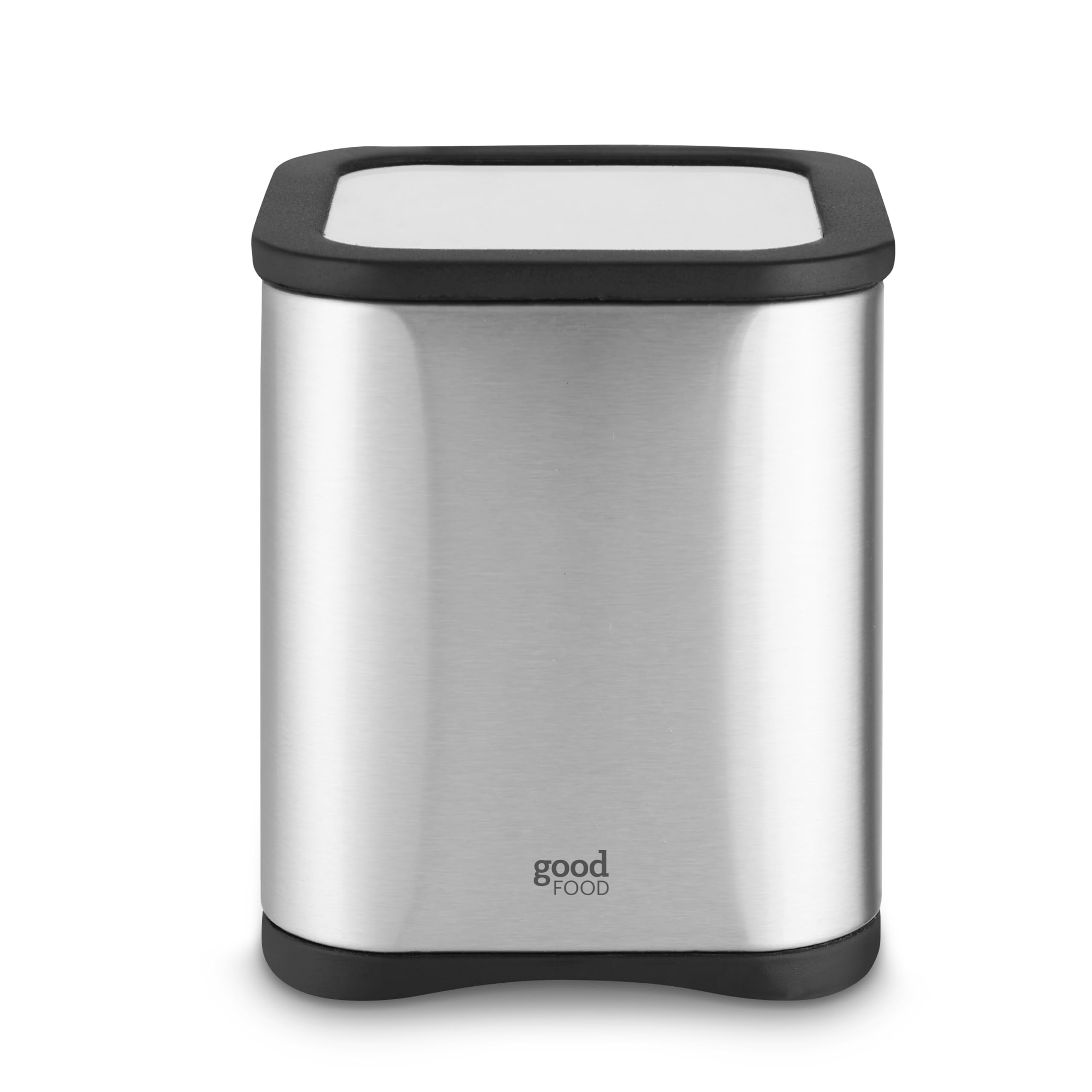 GF826193 Good Food in partnership with Tower Airtight Biscuit Canister with Glass Viewing Window, Stylish Mirror Finish, 2.8L, Stainless Steel with Black Accents — image 1