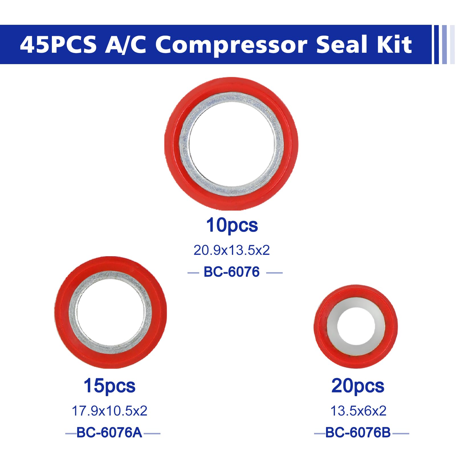Daptemn 85PCS A/C Compressor Bonded Seal Washers Assortment Kit, 6 Sizes Air Conditioning