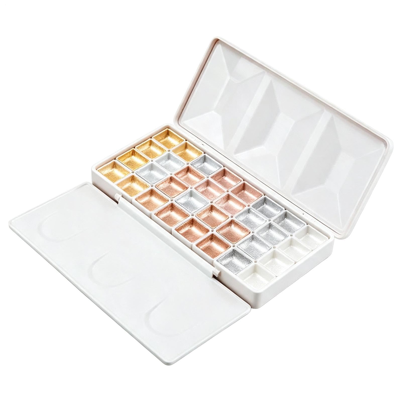 Palette d'aquarelle de avec Couvercle Et Demi-Godets Magnétiques Plateau