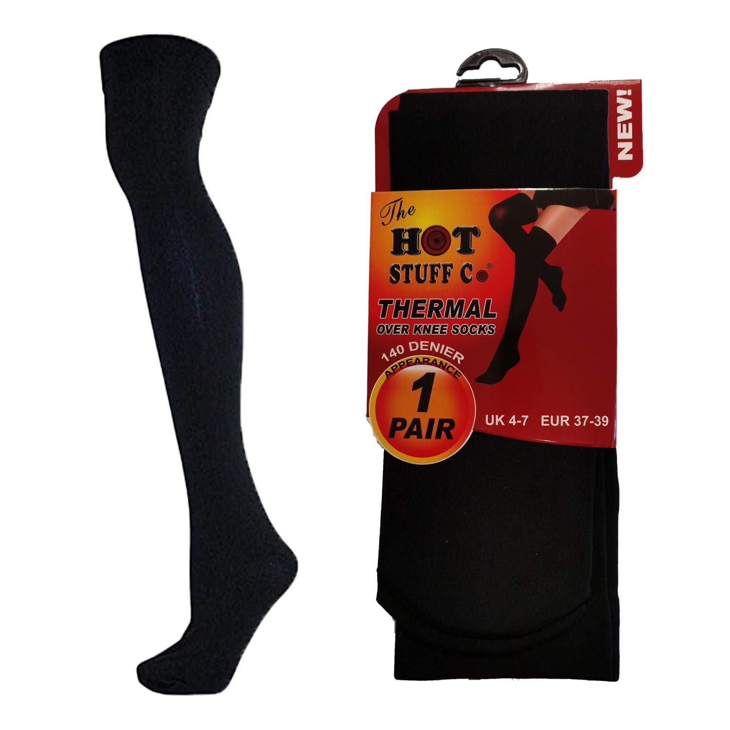 Undercover Women's Over Knee Socks 2 Pairs Thermal Black 4-7