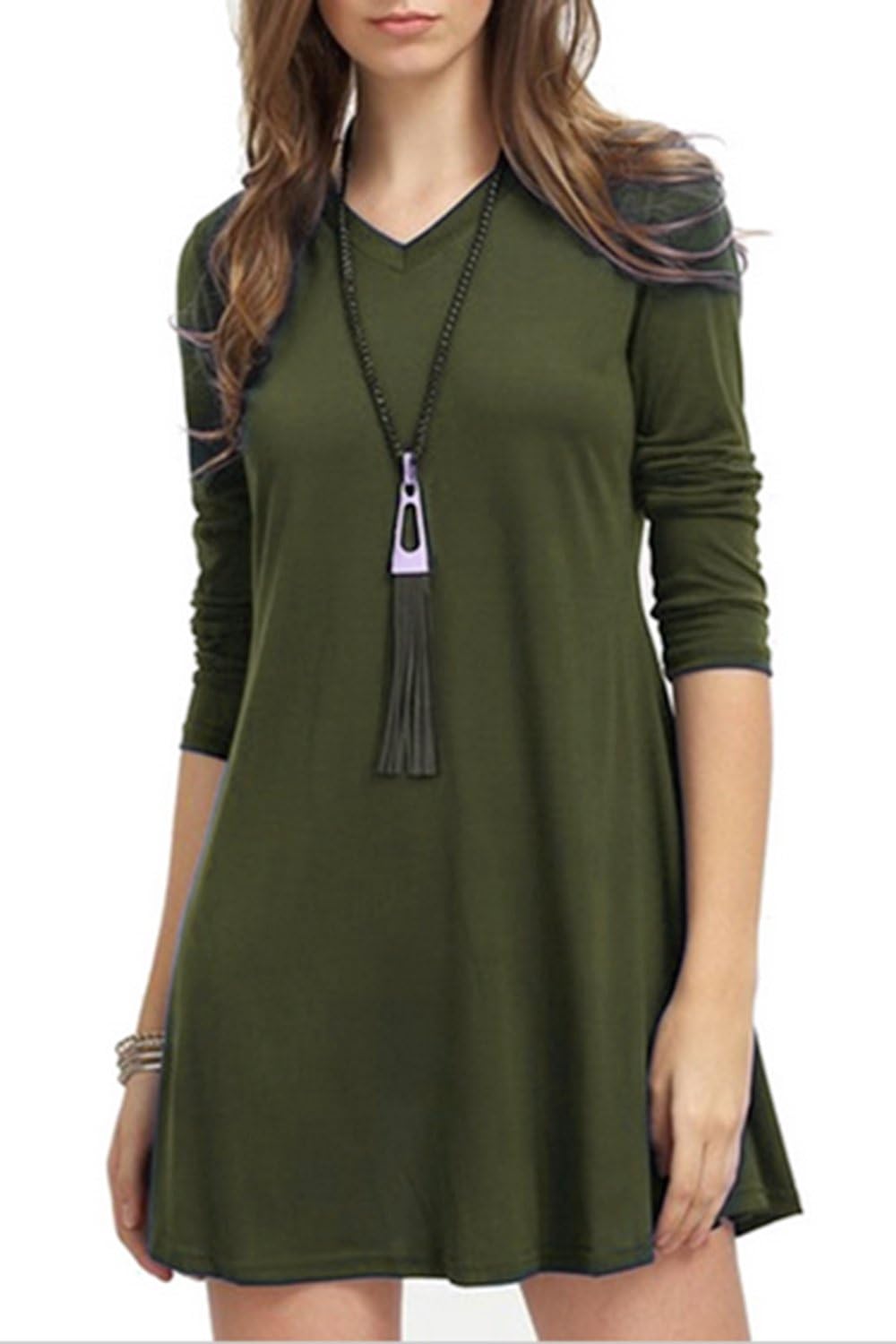 Creti Womenโs Casual Dress Party Dress Long Sleeve T-Shirt Tunic Dress