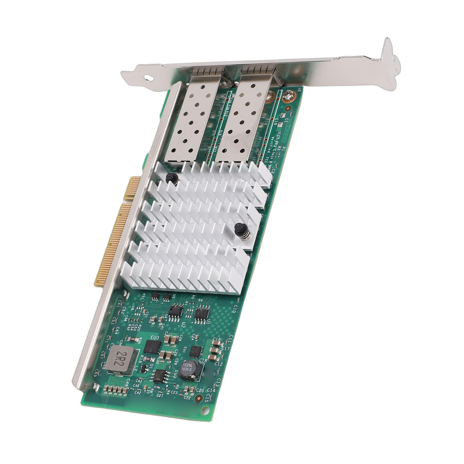 Fabater Adattatore Affidabile per Scheda di Rete in Fibra Ottica PCI-E X8 con Doppia Porta SFP+ da 10 GB per Diversi Sistemi Operativi 1x