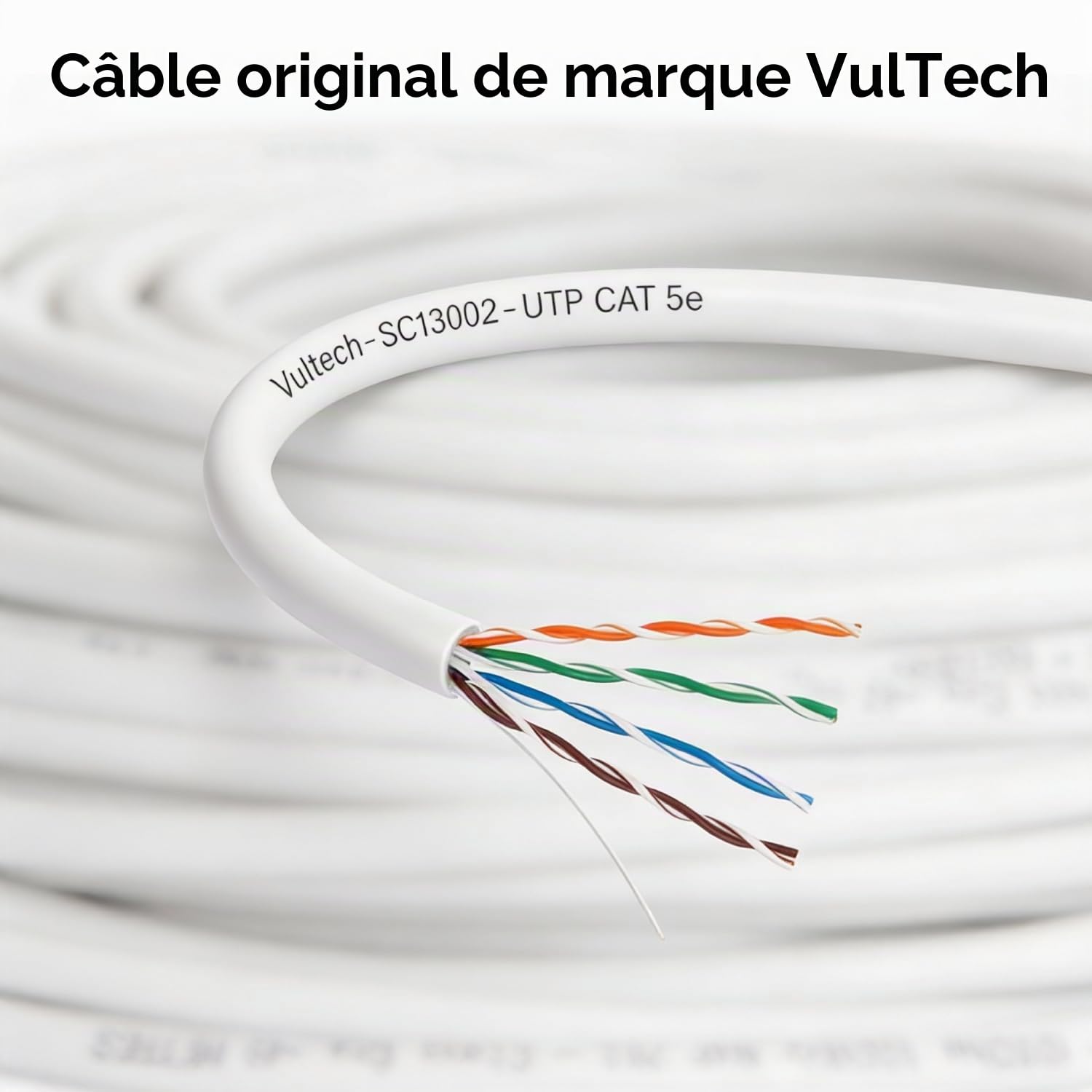 Vultech SC13002-100 Écheveaux Lan Catégorie 5e UTP 100 mètres 24AWG Bobine réseau Ethernet 100m Cat5e