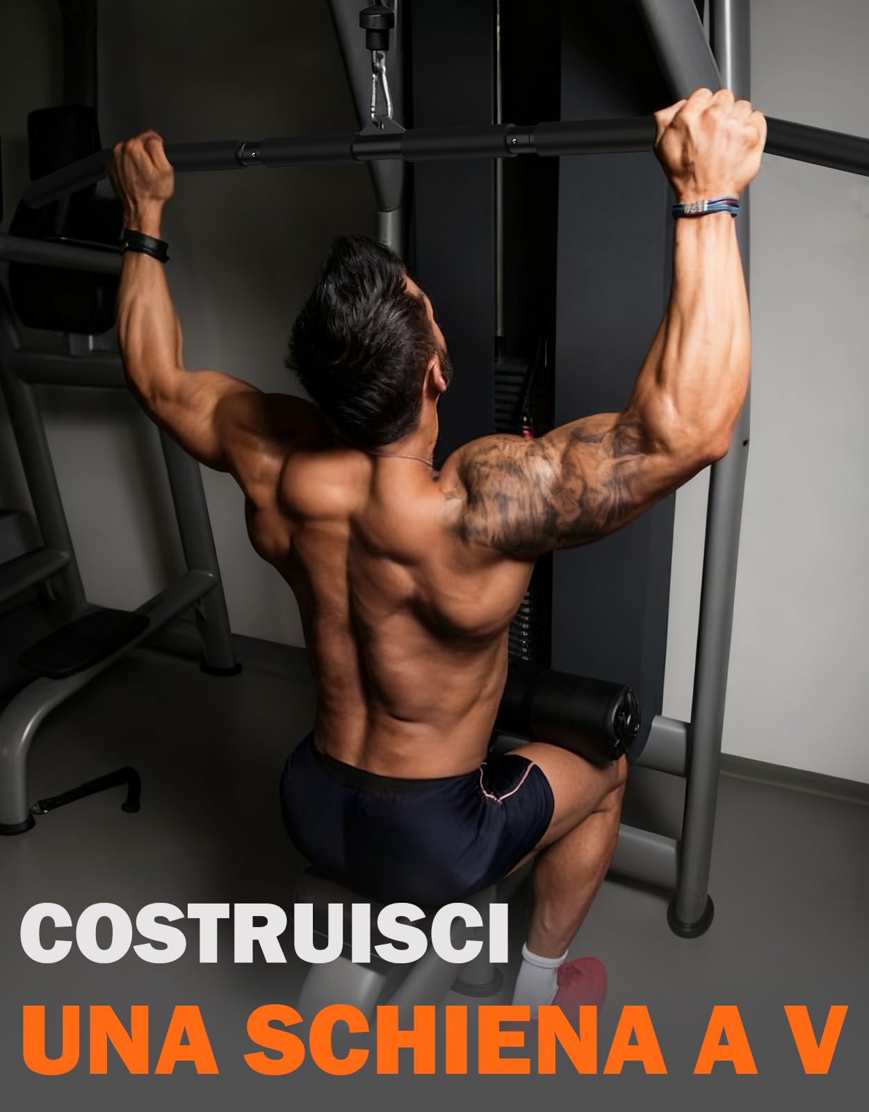 Fitarc Barra Lat Machine 102 cm, impugnatura antiscivolo a tutta lunghezza, barra Lat Pulldown per macchina a cavi, supporta presa stretta e larga