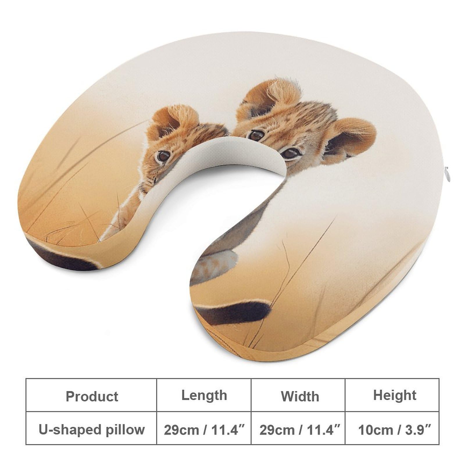Almohada pequeña en forma de U de león, núcleo de almohada de espuma viscoelástica, cojín, proporciona apoyo para el cuello, almohada de viaje, adecuada para aviones, coches, hogares y