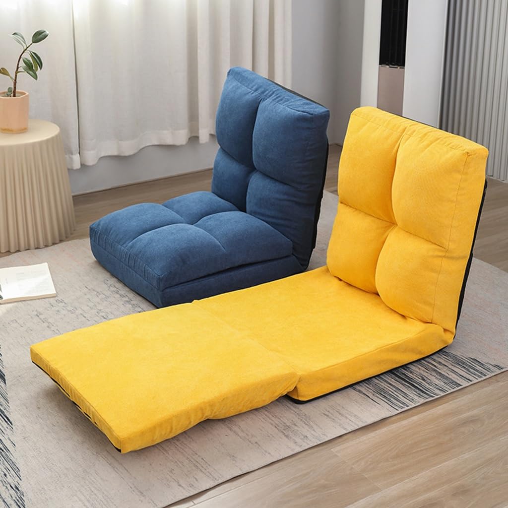 Silla reclinable plegable – Respaldo ajustable, asiento de descanso para sala de estar, dormitorio, ventana – Silla plegable para césped, sofá individual – Máxima comodidad