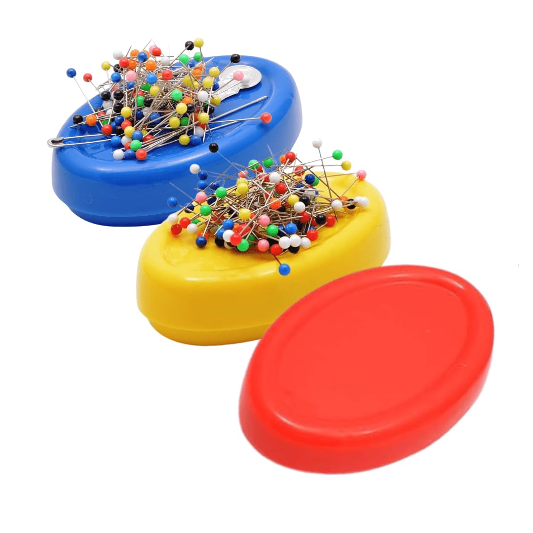 Magnetic Pin Cushions Bundle - 3 Table Top Magnetic Pin Cushions - Bright Makers Trio - Blue, Red, Yellow