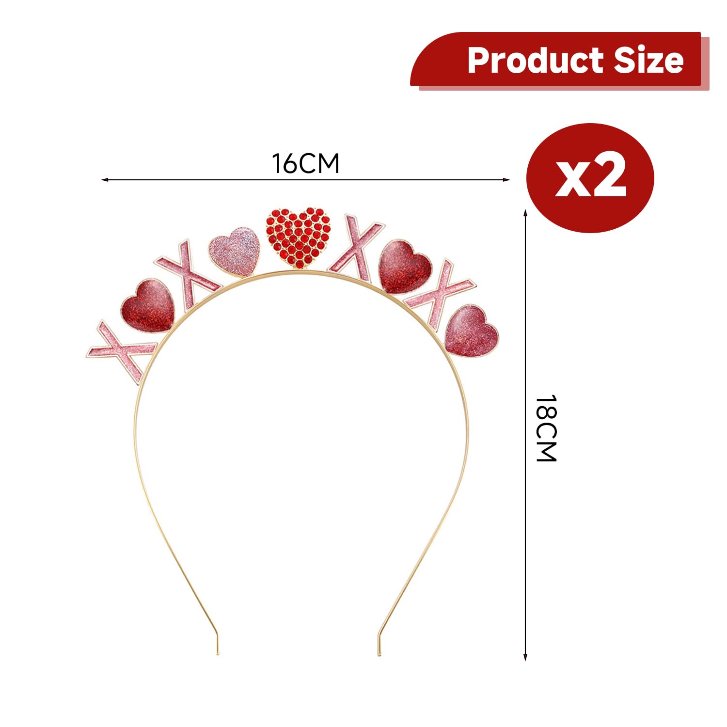 TVSVKWE 2 Pieces Of Love Crystal Headband, Cute Sweet Headband, Party Clothing Accessories, Creative Styling Headband - Image 2