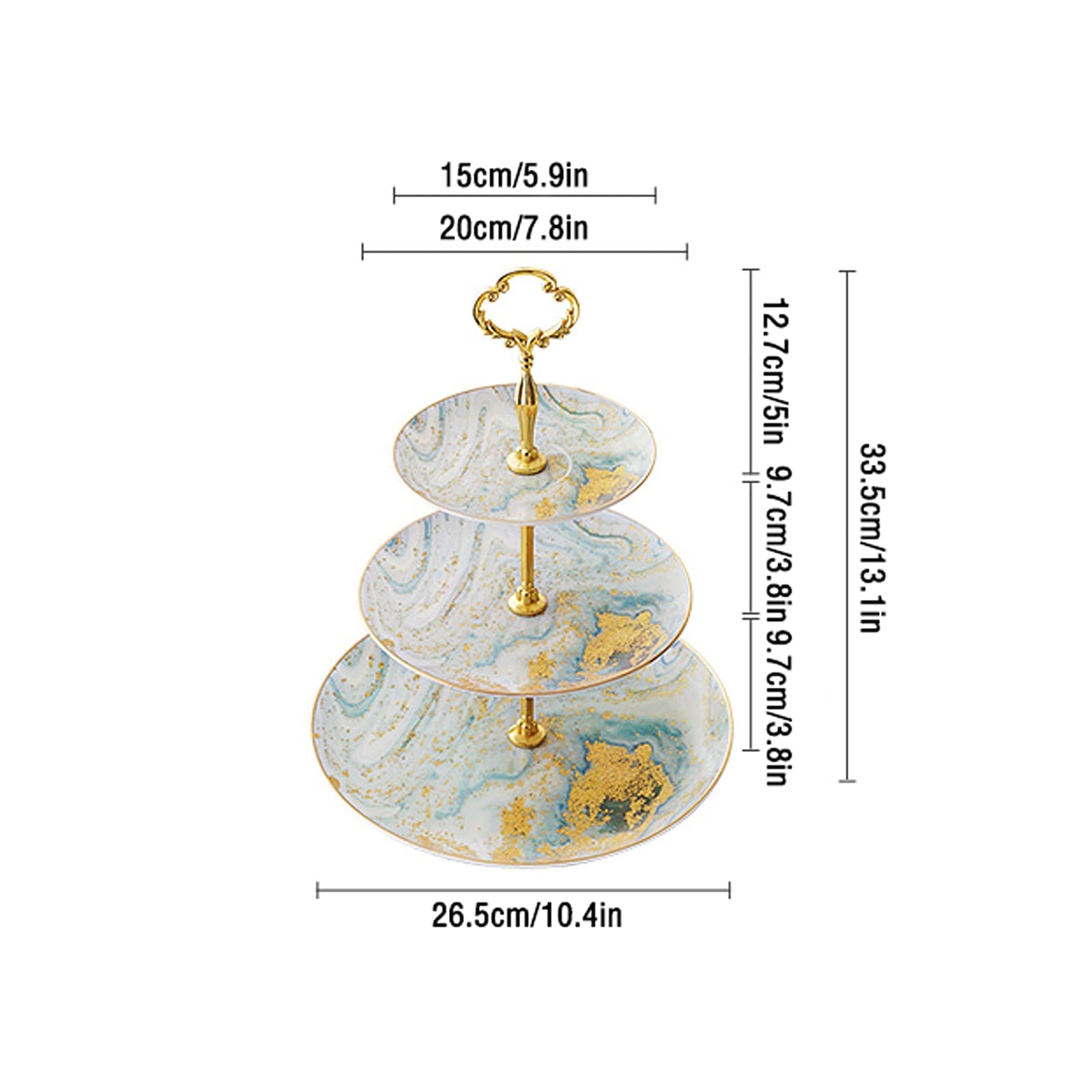 caihuashopping Présentoir à Gâteau Stand de gâteau en céramique créatif avec poignées métalliques Exquise Cupcake Affichage Stand Plateaux de pâtisserie de Mariage Multicouche Stand de Gâteaux