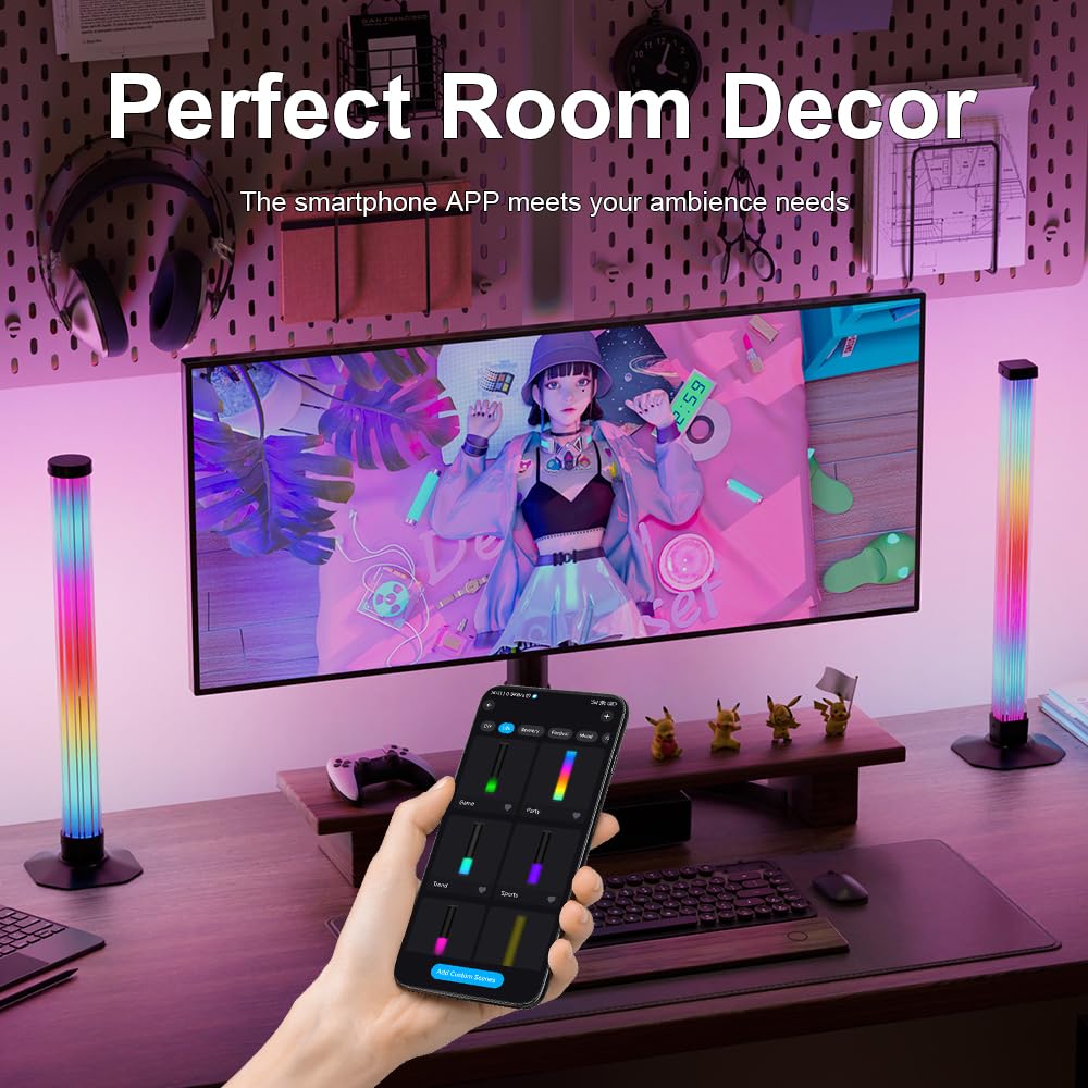 ELOUYCKE Slimme LED-lichtbalken, dimbare RGB-stroomlichtbalken 16 miljoen kleuren tv-achtergrondverlichting, APP afstandsbediening en muziek synchroniseren gaminglampen voor pc, kamer decoratief sfeerlicht [energieklasse A ELOUYCKE Slimme LED-lichtbalken, dimbare RGB-stroomlichtbalken 16 miljoen kleuren tv-achtergrondverlichting, APP afstandsbediening en muziek synchroniseren gaminglampen voor pc, kamer decoratief sfeerlicht [energieklasse A