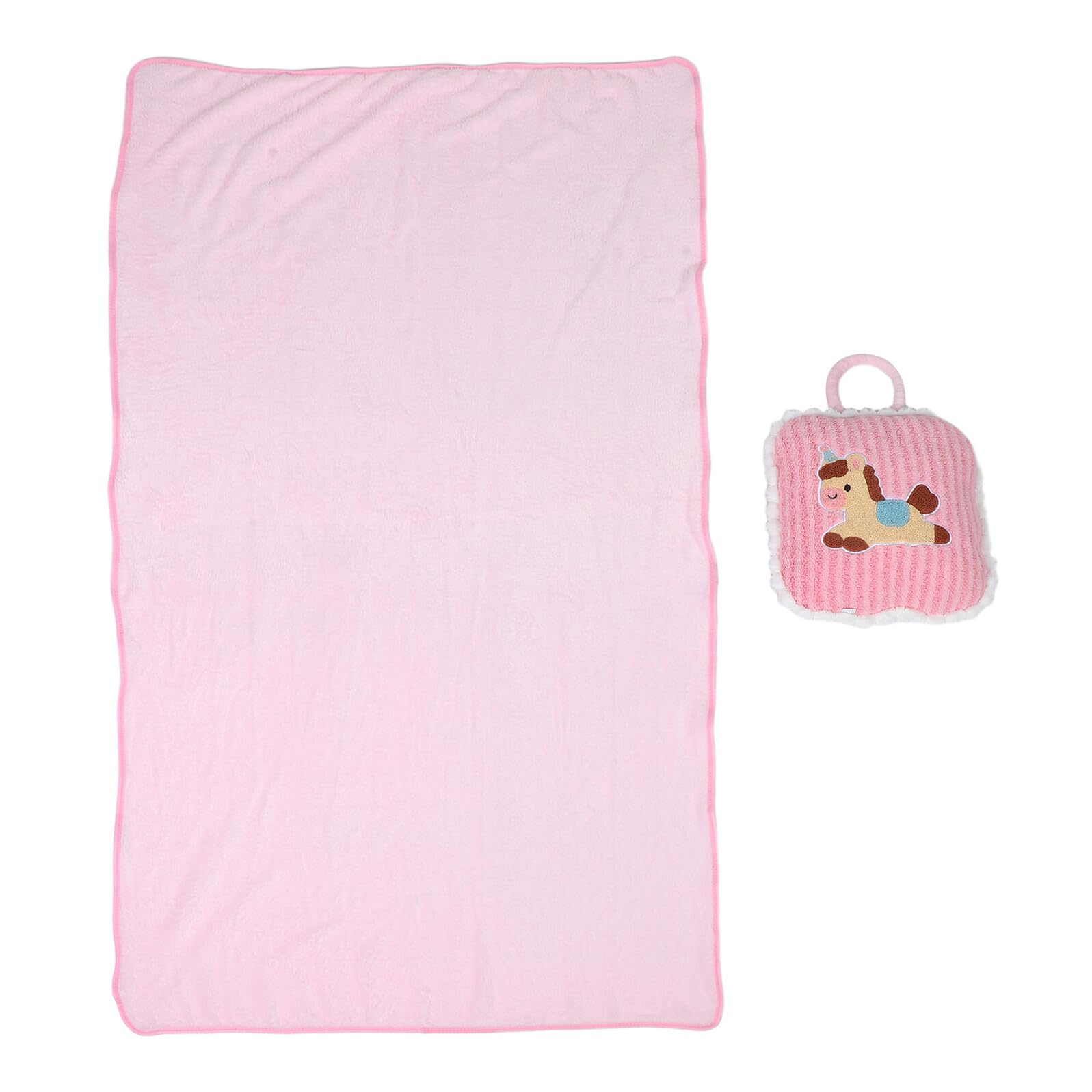 TOYANDONA Coperta Cuscino Cavallo 2 in 1 Rosa, Peluche Pp Cotone