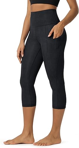 Miniatura 42 de ODODOS - Leggings capri de cintura alta para mujer con bolsillos, control de abdomen, no se transparentan, para entrenamiento atlético, running