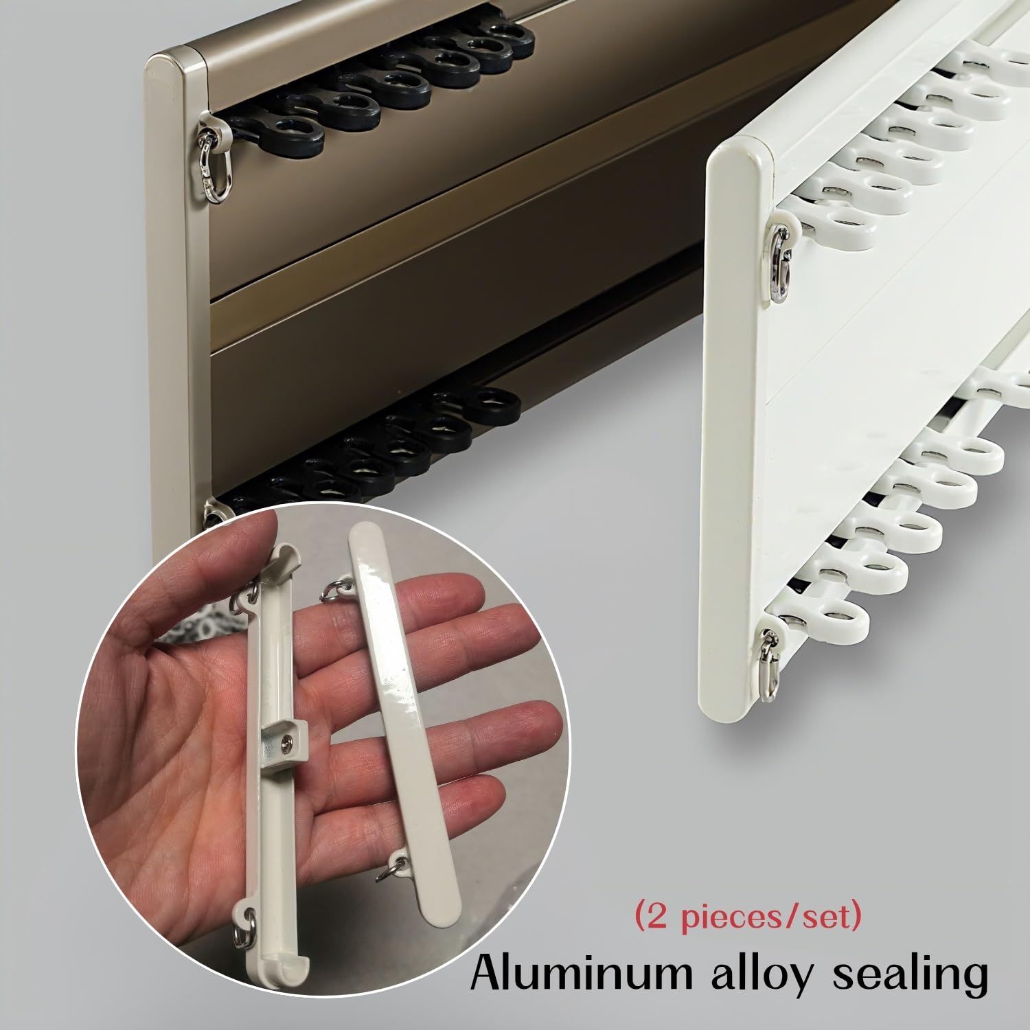 Kit de rails à rideaux robustes et réglables de 50 à 600 cm pour salon et salle de bain - Design caché - Tringle à rideaux et système de rails (230 cm)