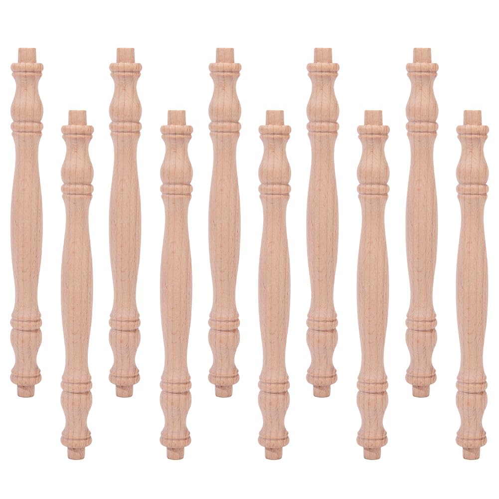 SUPERFINDINGS 10PCS Mini Decorative Wooden Balusters 7.68x0.71 Inch Unpainted Wood Spindles Unfinished Wood Craft Spindles Baluster for DIY Home Furniture Railings Crafts Model Scenery Decor Repair