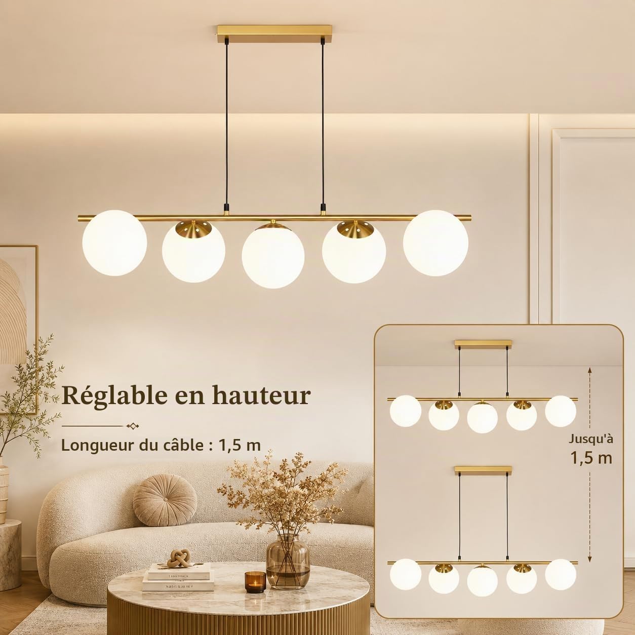 ZMH Lampe suspendue de table à manger Lampe à suspension Moderne - E27