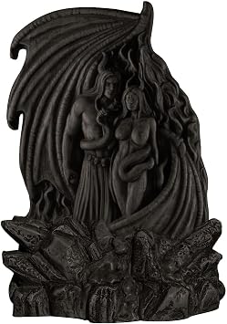 Satan The Devil Lilith Double Statue, Supernatural Lucifer Demon Statue, Leviathan Satan Mystical Ornament, Altar Craft, Creative Desktop Decorations. Black