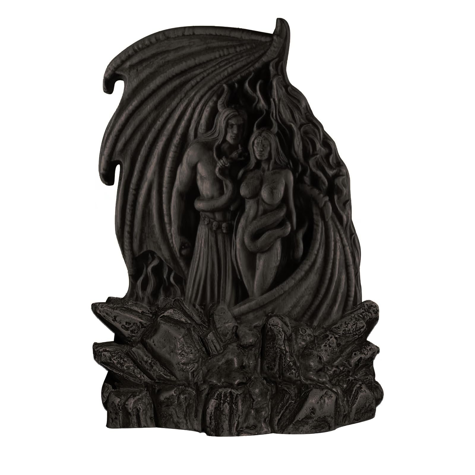 JUAPL Satan The Devil Lilith Double Statue, Supernatural Lucifer Demon Statue, Leviathan Satan Mystical Ornament, Altar Craft, Creative Desktop Decorations. (Black)